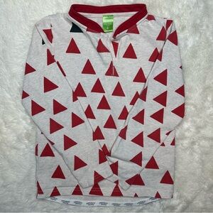 Peekaboo Beans Shirt Long Sleeved Triangles White & Red Size 6